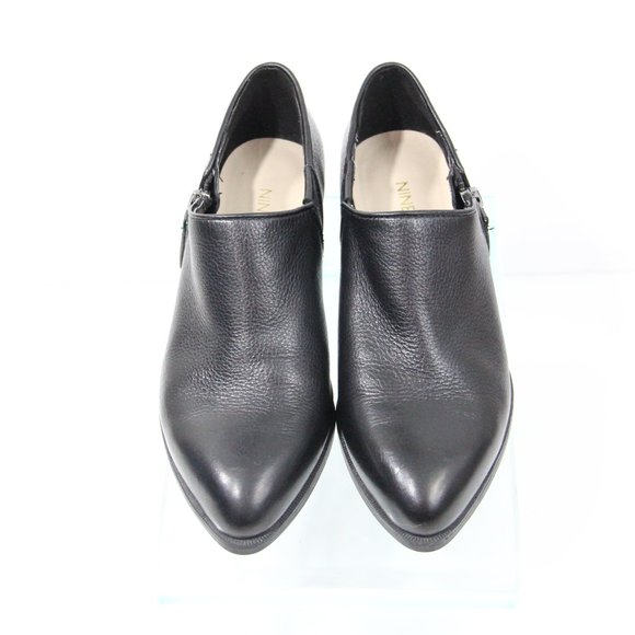 Nine West Ankle Bootie Women Black Leather Shoes Shootie sz 5.5 Nanshe - Picture 3 of 9
